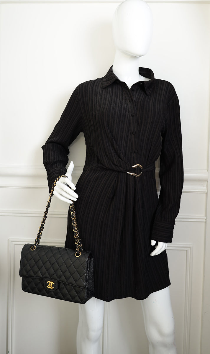 Chanel Black Classic Double Flap Medium Bag