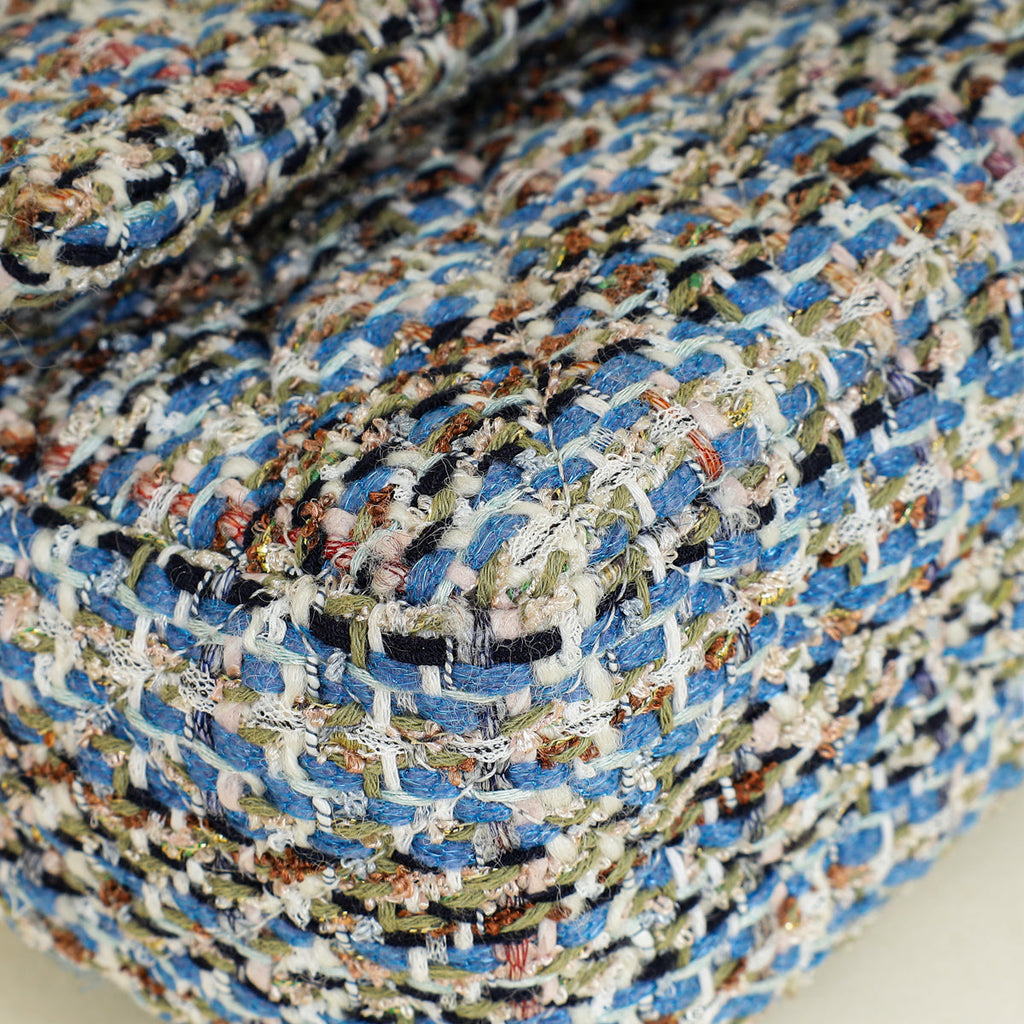 Chanel Blue Multicolor CC Classic 11.12 Tweed Double Flap Medium Bag