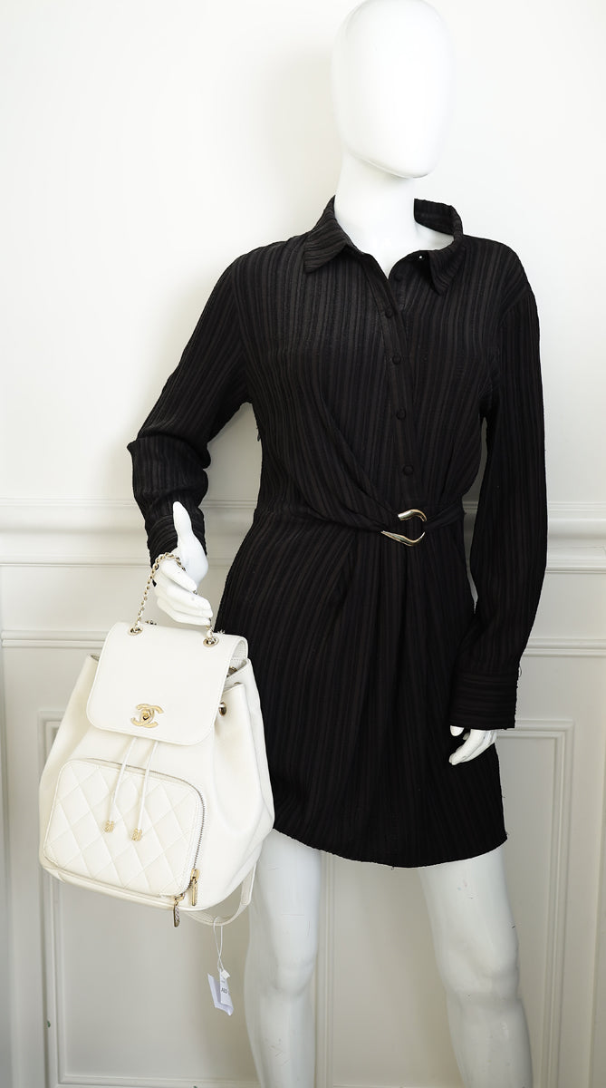 Chanel White CC Business Affinity Backpack Bag