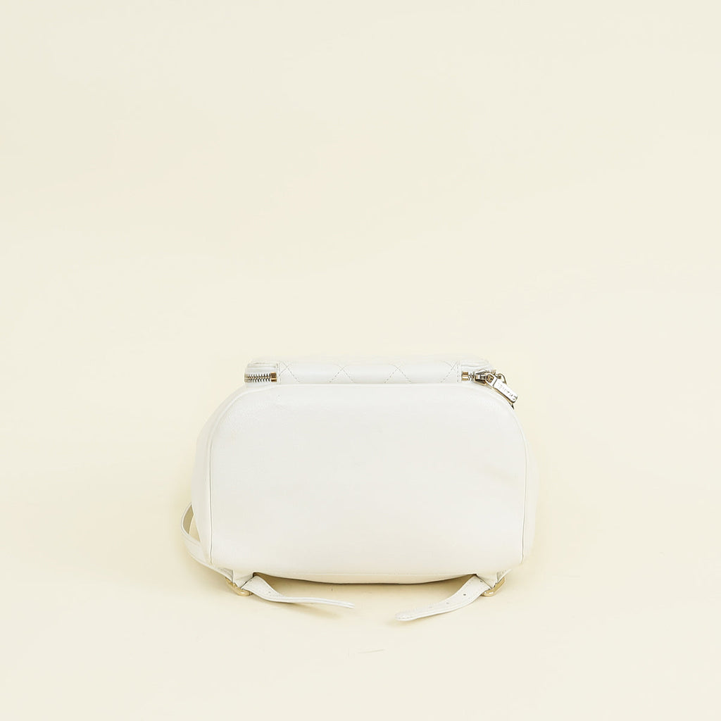 Chanel White CC Business Affinity Backpack Bag