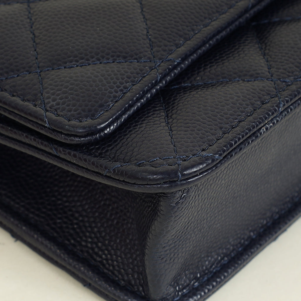 Chanel Indigo Blue CC Classic Wallet On Chain