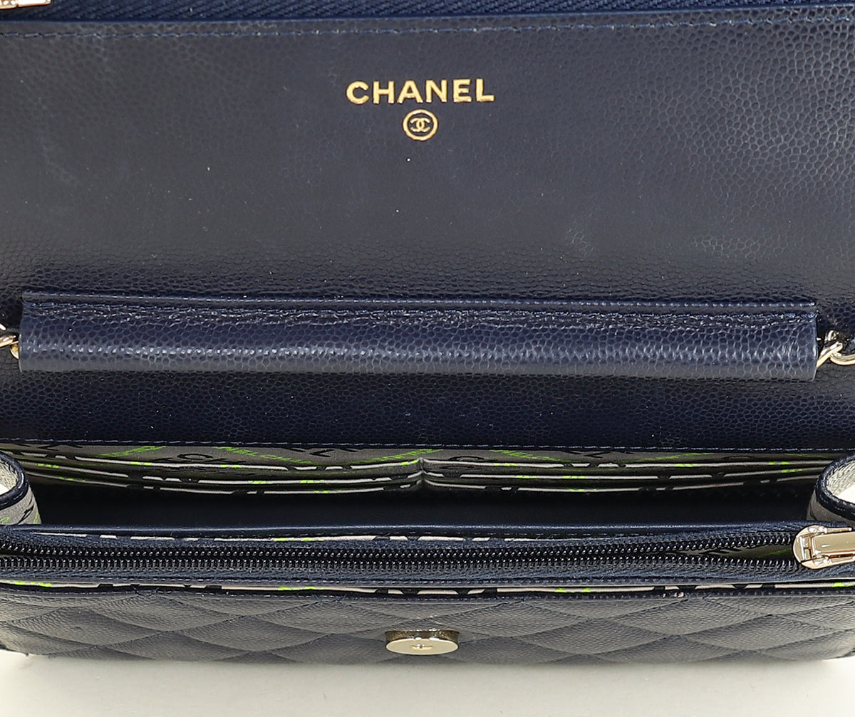 Chanel Indigo Blue CC Classic Wallet On Chain