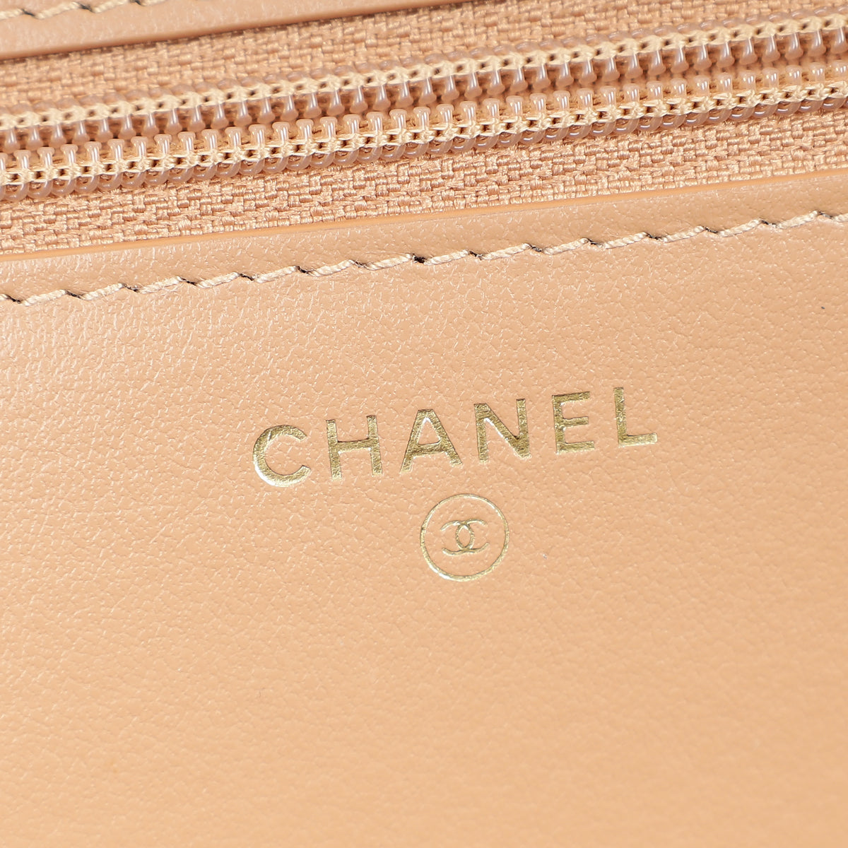 Chanel Dark Beige CC Chain Around Boy Wallet On Chain