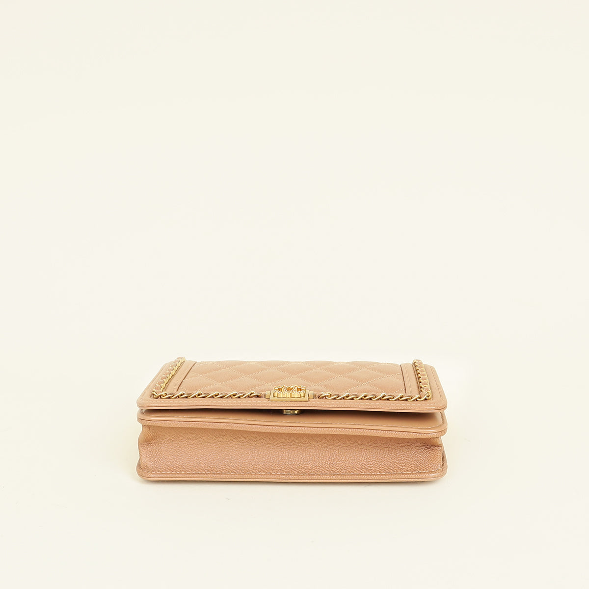 Chanel Dark Beige CC Chain Around Boy Wallet On Chain