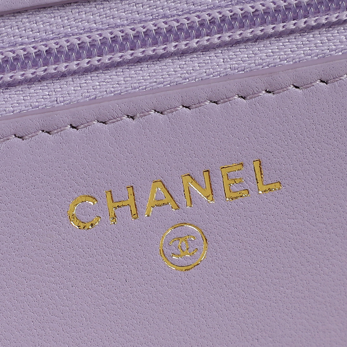 Chanel Purple CC Crystal Logo Top Handle Wallet On Chain