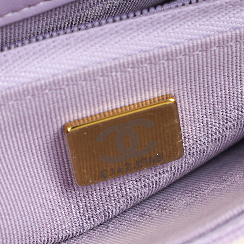 Chanel Purple CC Crystal Logo Top Handle Wallet On Chain