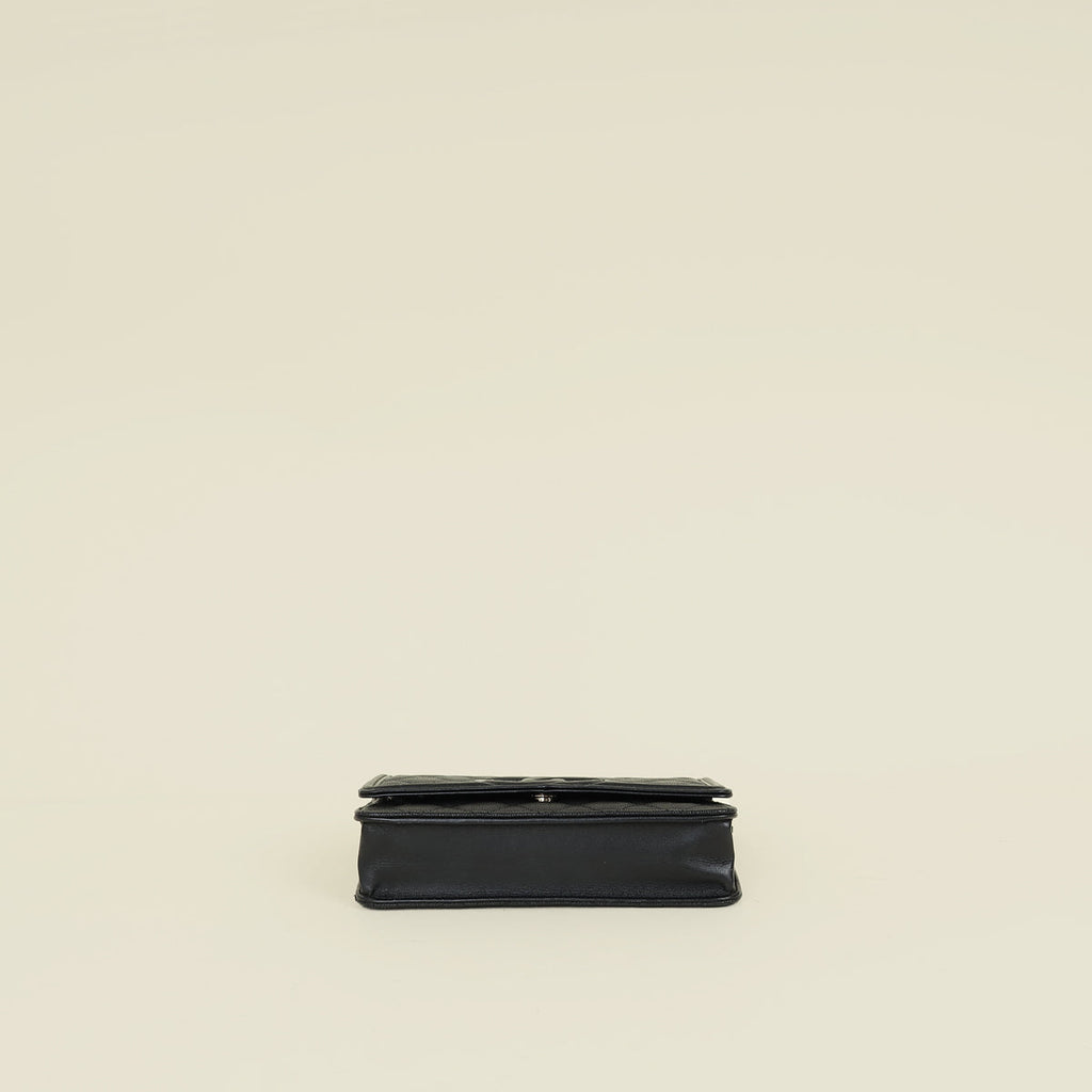 Chanel Black CC Filigree Wallet On Chain