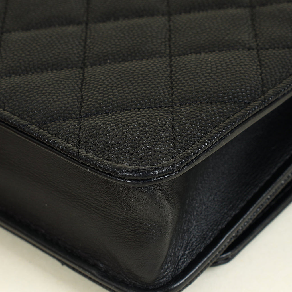 Chanel Black CC Filigree Wallet On Chain