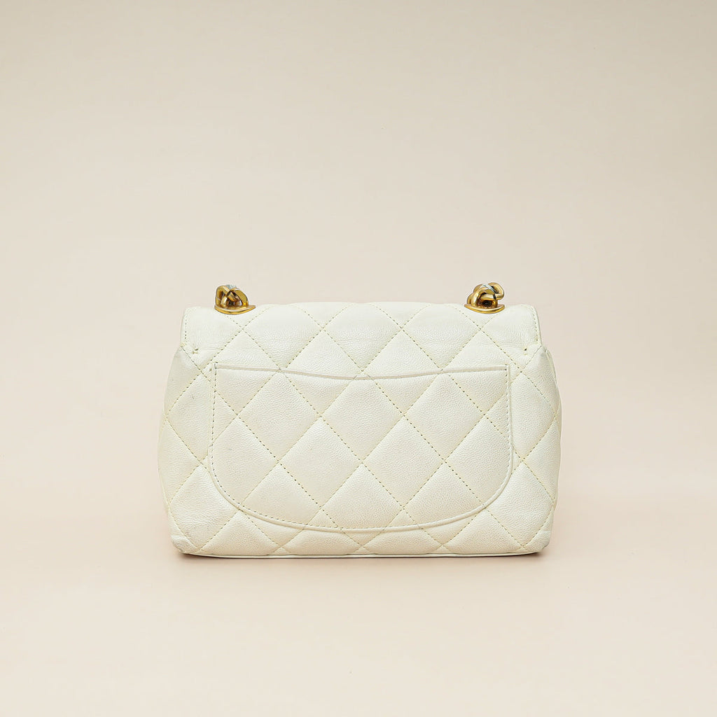 Chanel White CC Quilted Flap Shoulder Bag