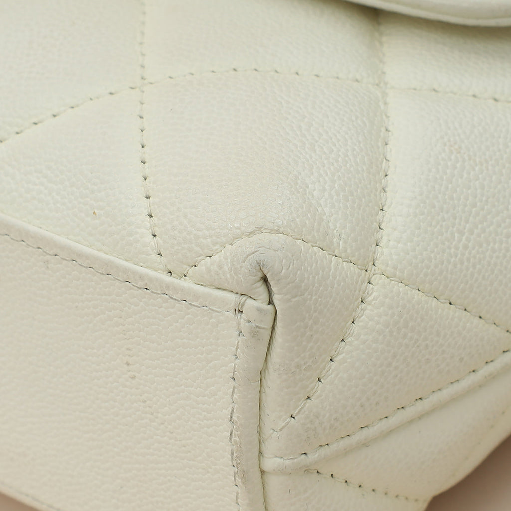 Chanel White CC Quilted Flap Shoulder Bag