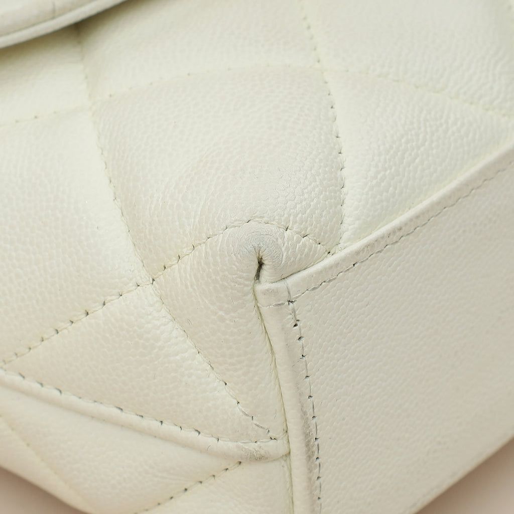 Chanel White CC Quilted Flap Shoulder Bag