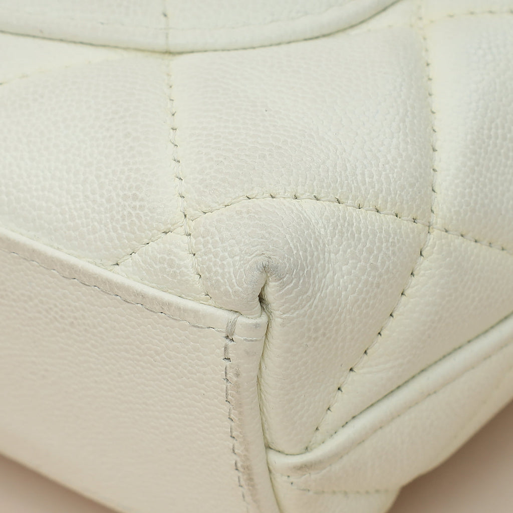 Chanel White CC Quilted Flap Shoulder Bag