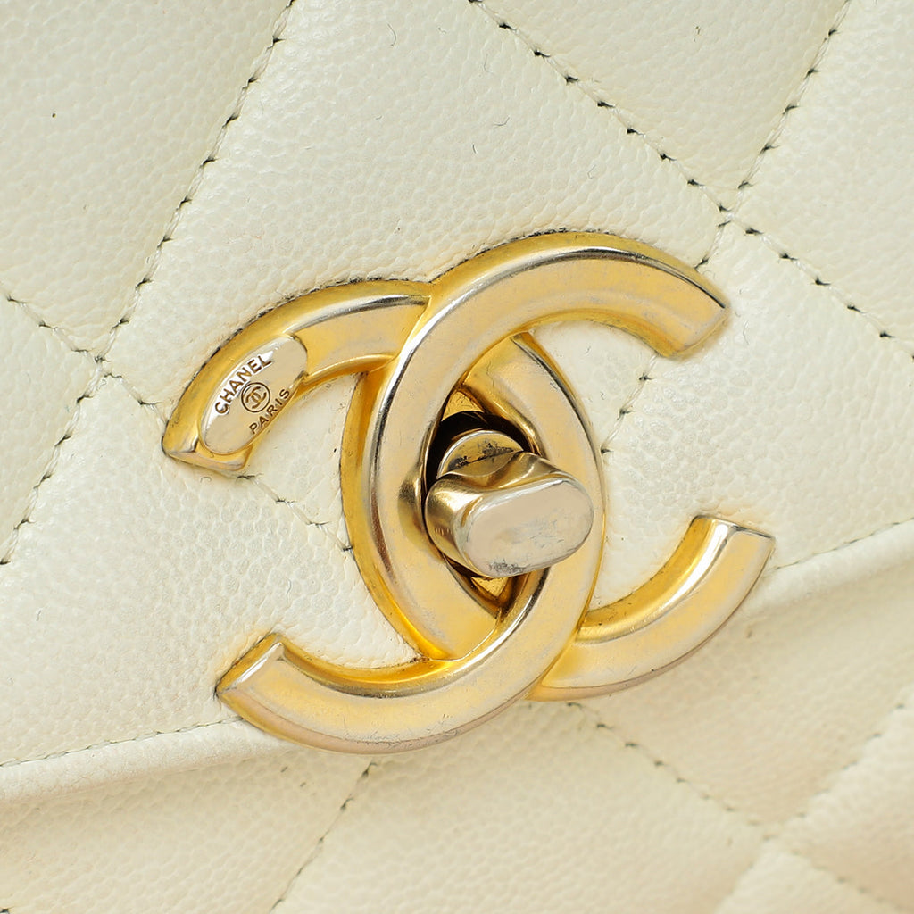 Chanel White CC Quilted Flap Shoulder Bag