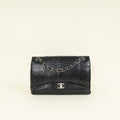 Chanel Black CC Classic Python Double Flap Jumbo Bag