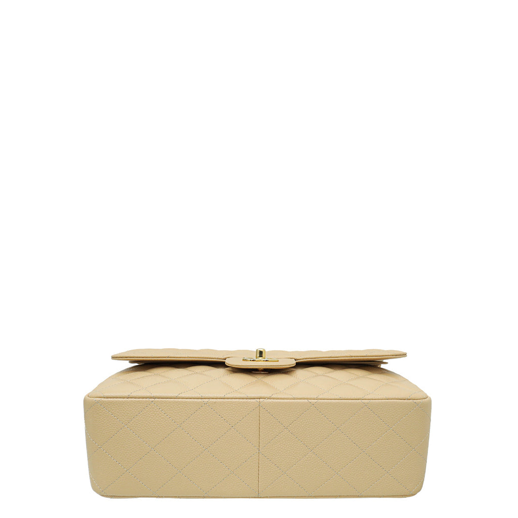 Chanel Beige CC Classic Double Flap Jumbo Bag