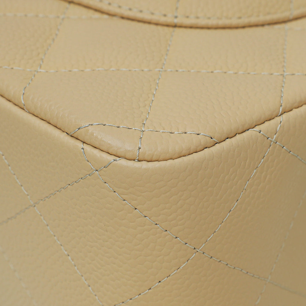 Chanel Beige CC Classic Double Flap Jumbo Bag