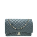 Chanel Grey CC Classic Double Flap Maxi Bag