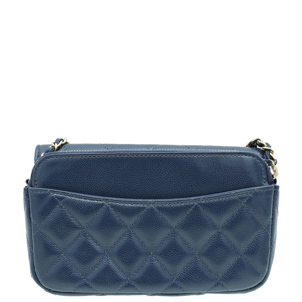 Chanel Navy Blue CC Flap Phone Holder With Chain
