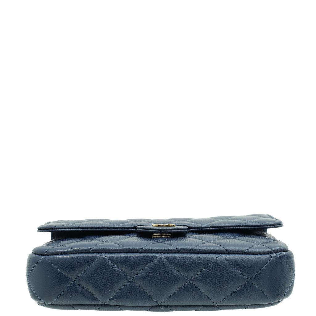 Chanel Navy Blue CC Flap Phone Holder With Chain
