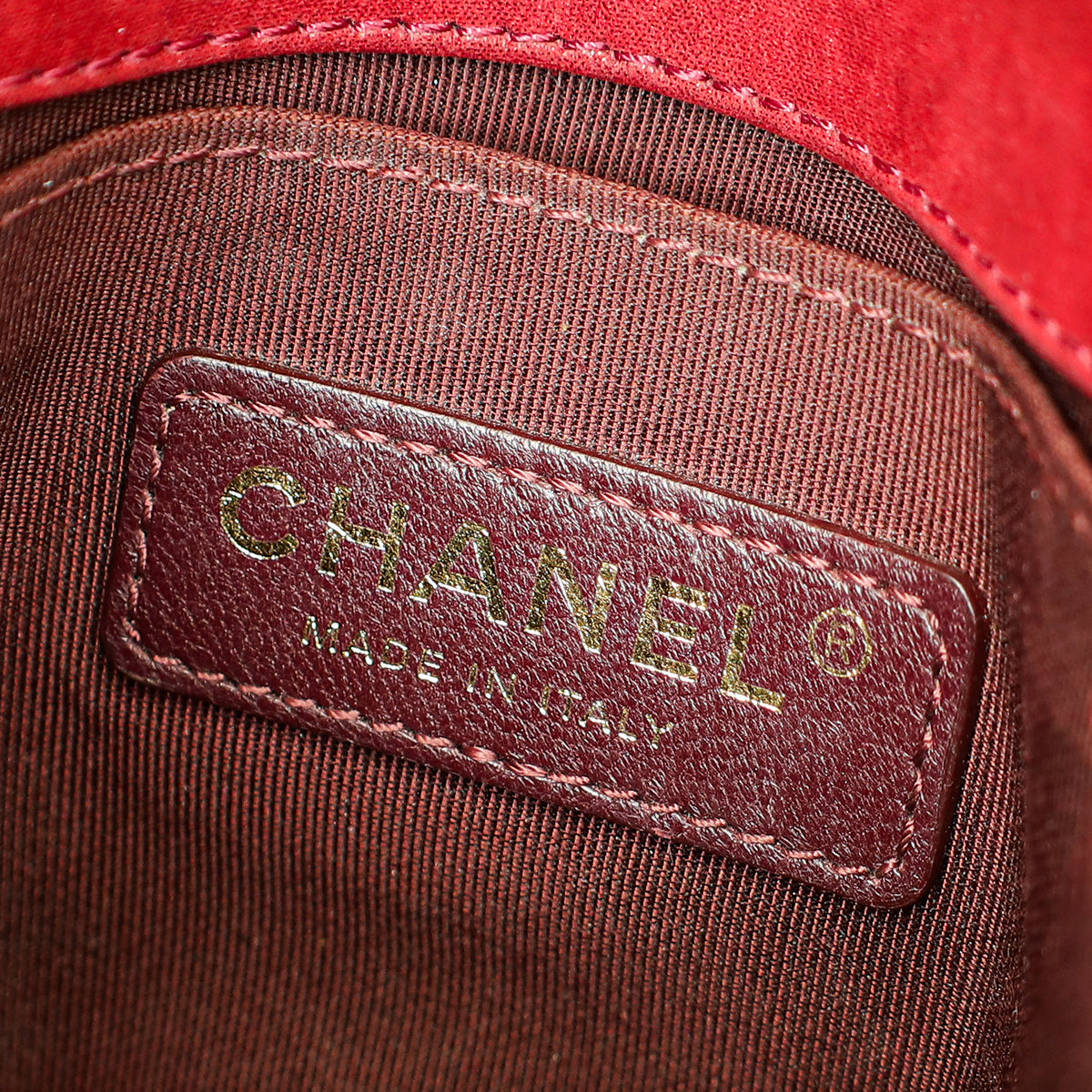 Chanel Red CC Whipstitch Mini Square Flap Bag