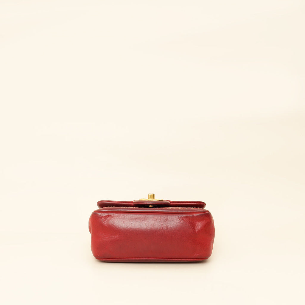 Chanel Red CC Whipstitch Mini Square Flap Bag