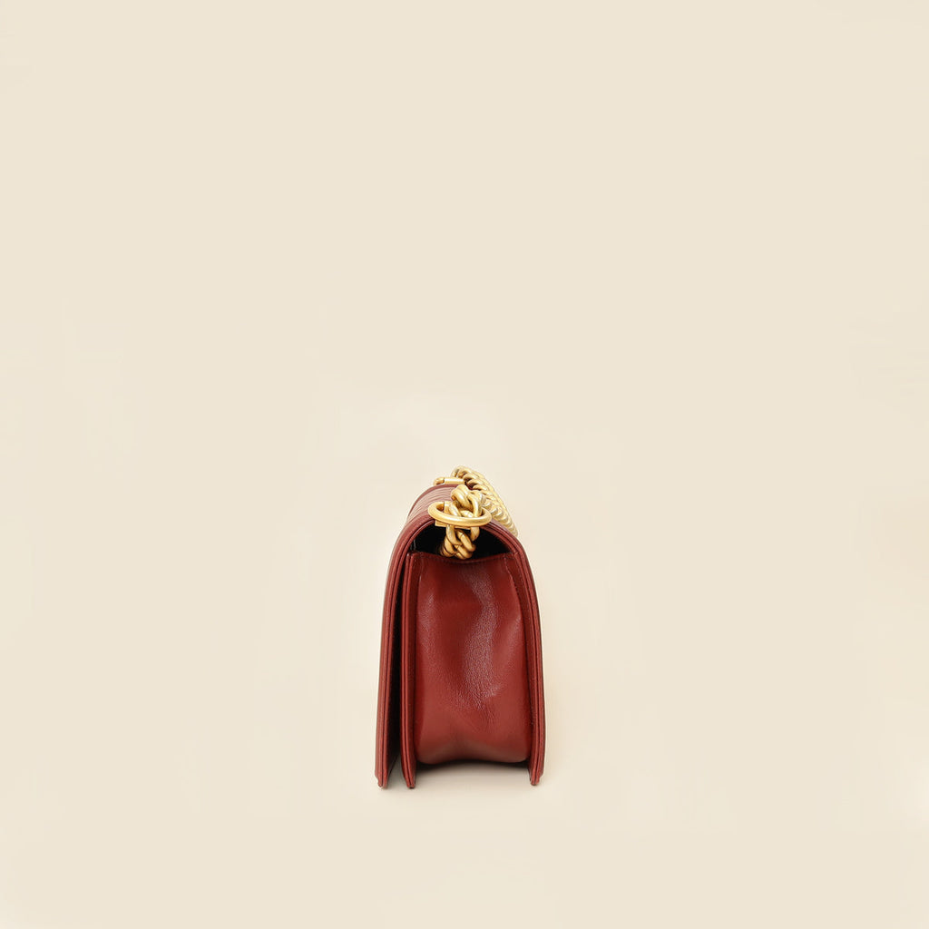 Chanel Burgundy Le Boy Medium Flap Bag