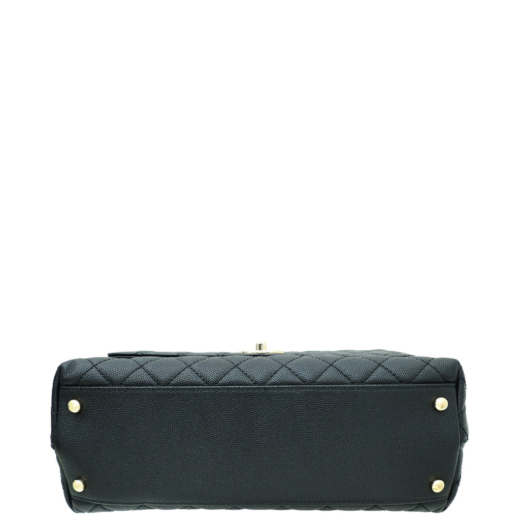 Chanel Black CC Coco Handle Flap Bag W/ Twilly