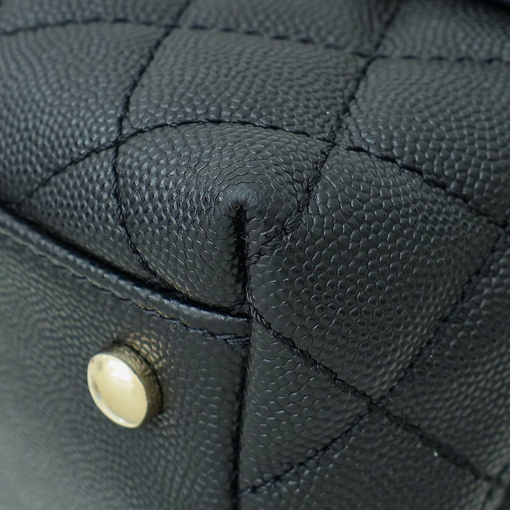Chanel Black CC Coco Handle Flap Bag W/ Twilly