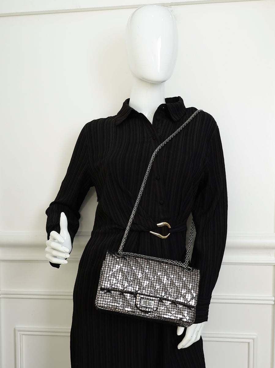 Chanel Metallic Black Mirror 2.55 Reissue Double Flap 225 Bag