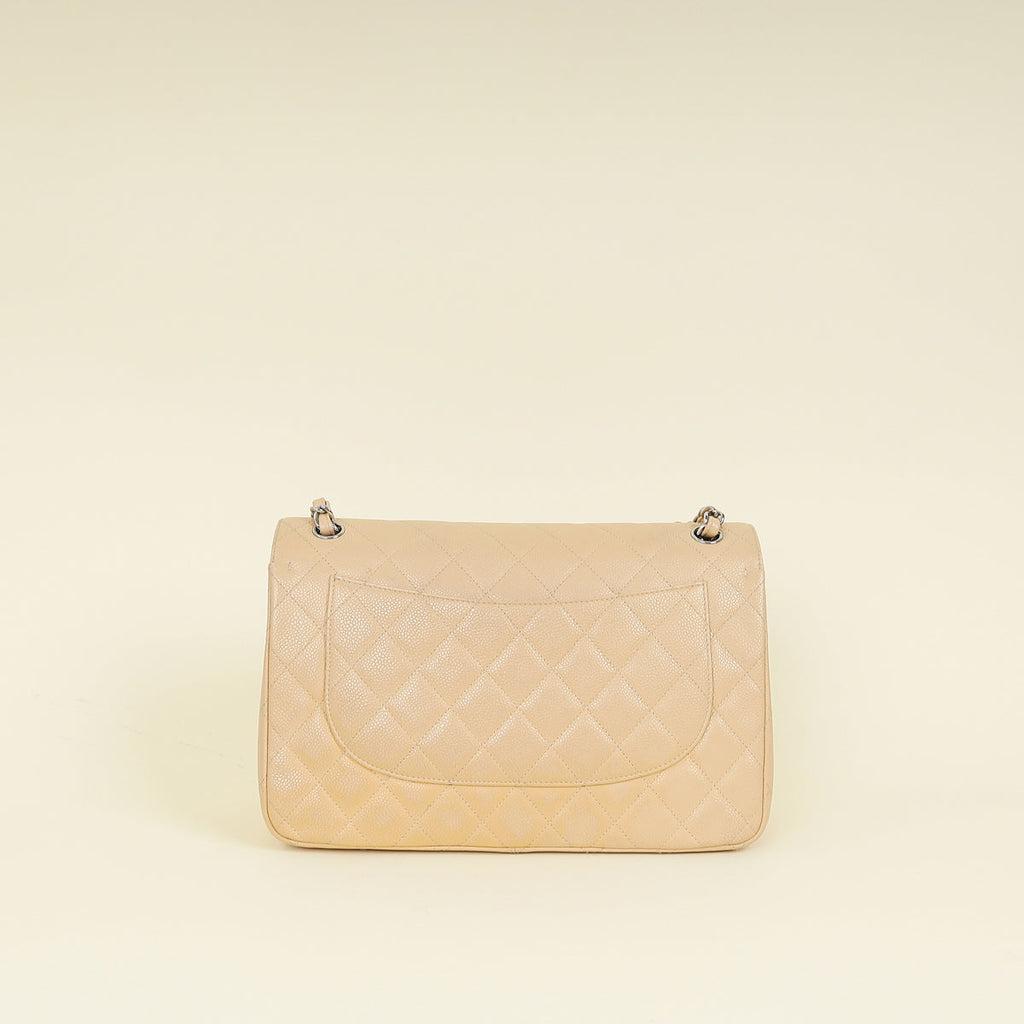 Chanel Beige CC Classic Double Flap Jumbo Bag