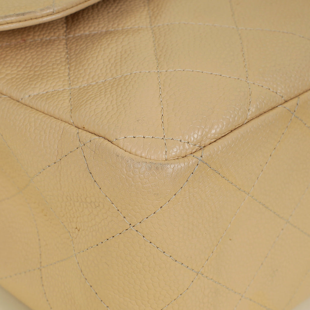 Chanel Beige CC Classic Double Flap Jumbo Bag