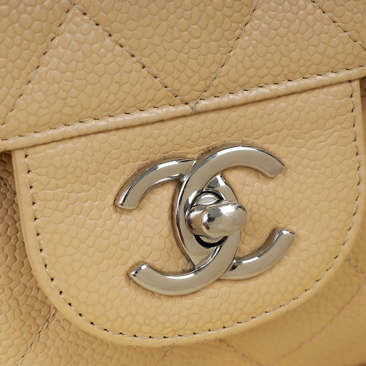 Chanel Beige CC Classic Double Flap Jumbo Bag
