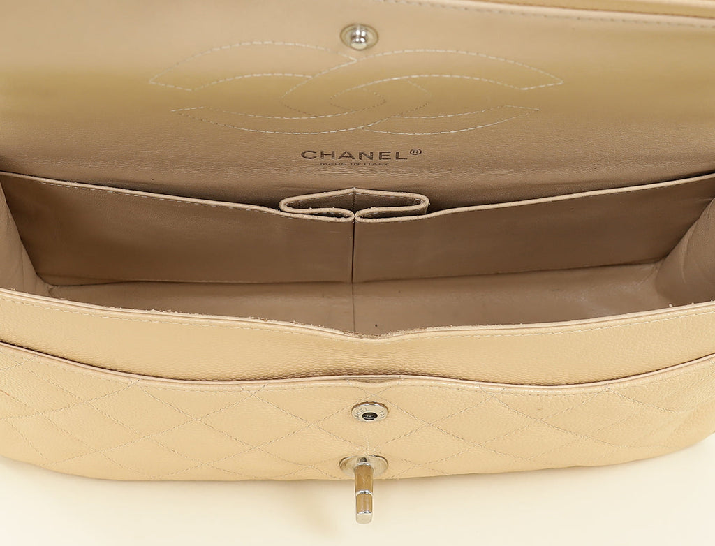 Chanel Beige CC Classic Double Flap Jumbo Bag