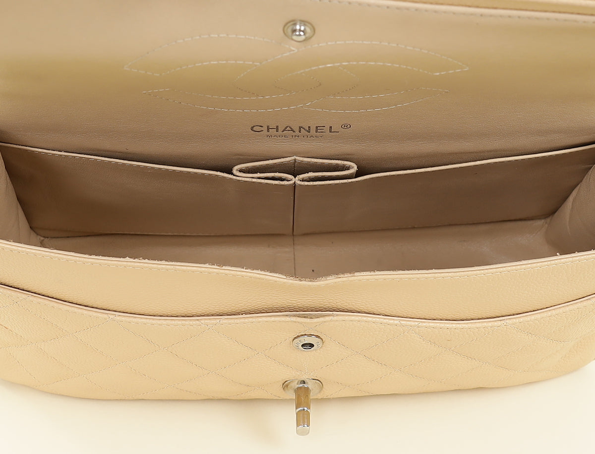 Chanel Beige CC Classic Double Flap Jumbo Bag