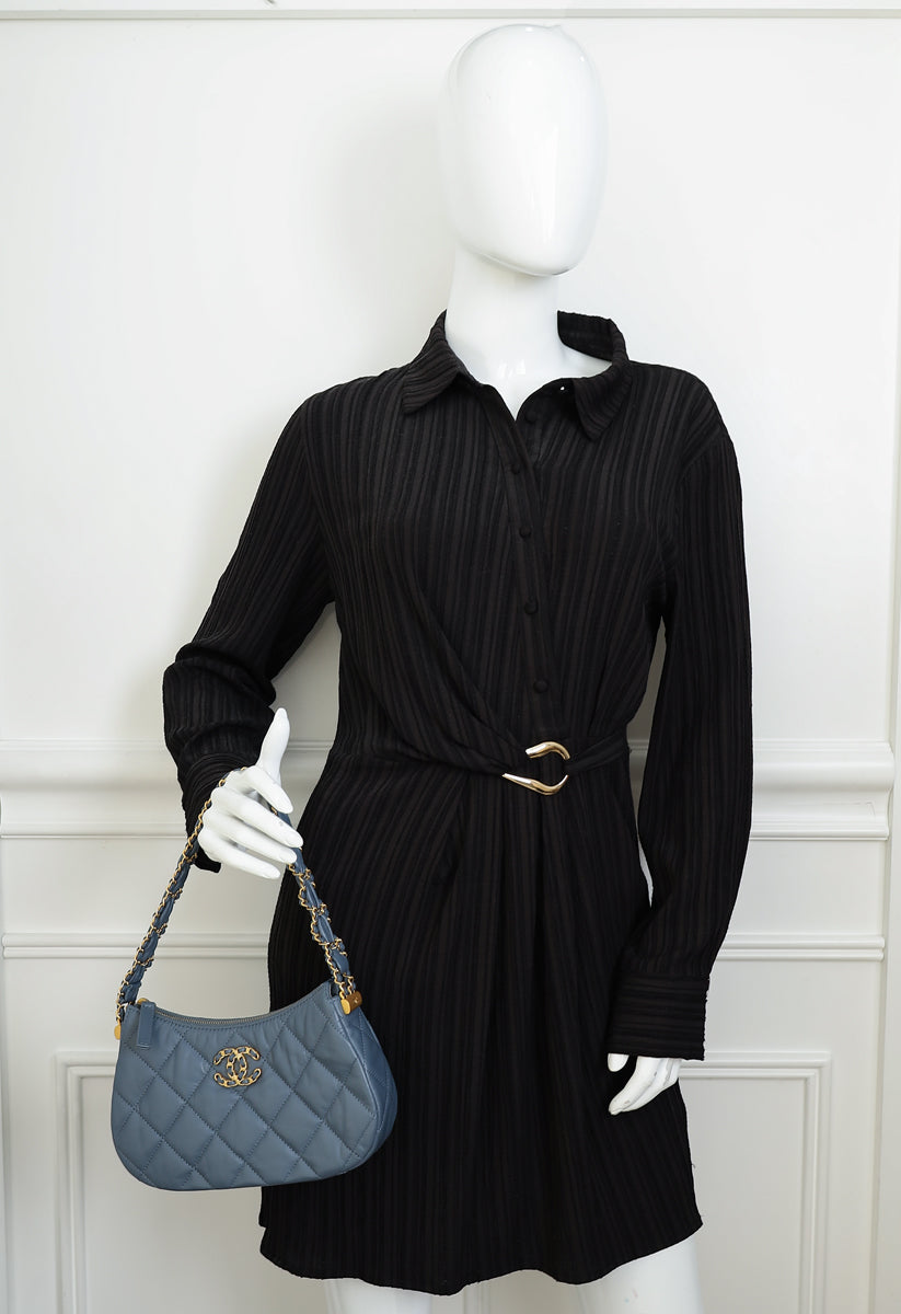 Chanel Stone Blue 19 Hobo Bag