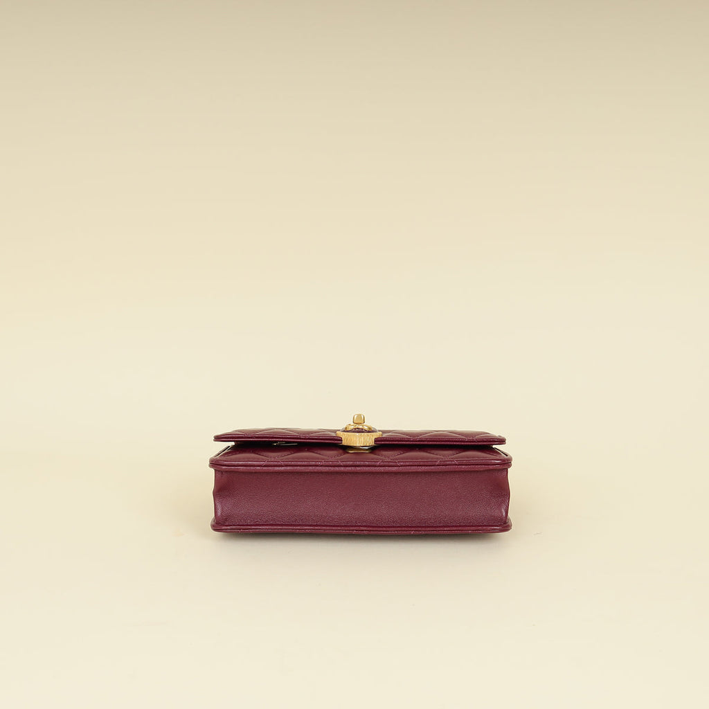 Chanel Violet CC Heart Lock Wallet On Chain