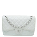 Chanel White CC Classic Double Flap Jumbo Bag