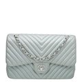 Chanel Grey CC Classic Chevron Double Flap Jumbo Bag
