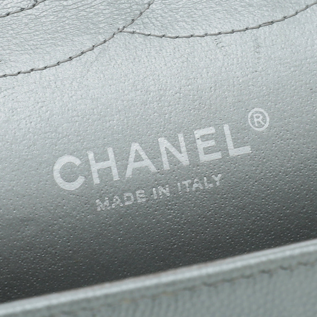 Chanel Grey CC Classic Chevron Double Flap Jumbo Bag