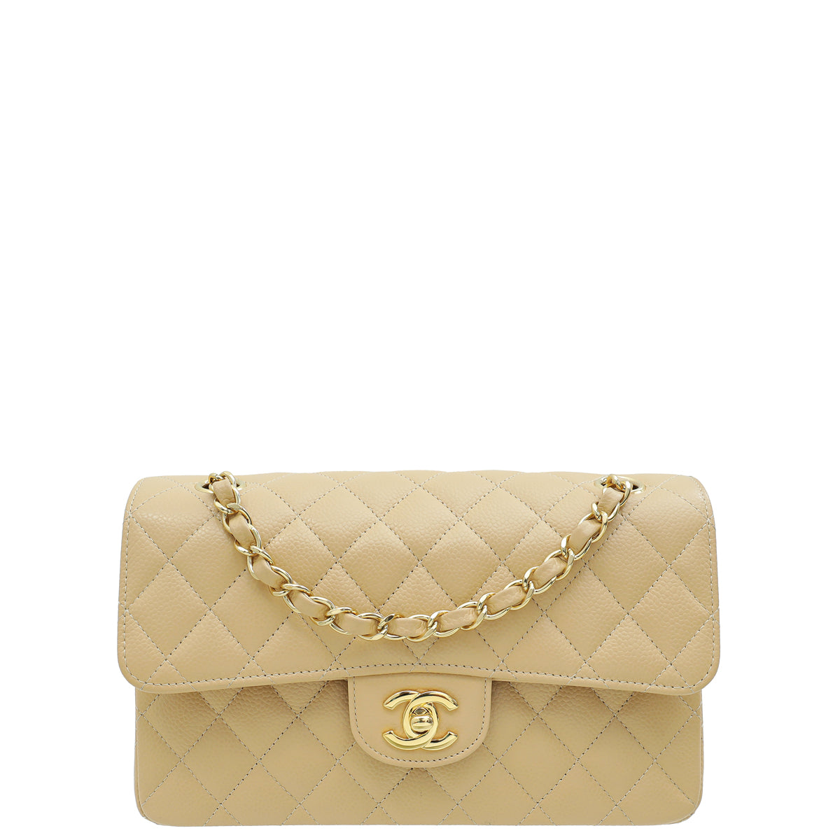 Chanel Beige Classic Double Flap Small Bag