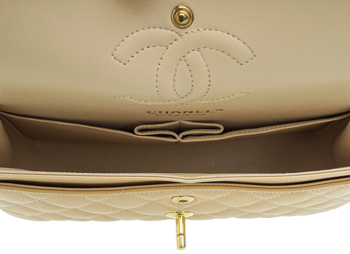 Chanel Beige Classic Double Flap Small Bag