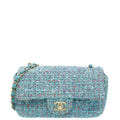 Chanel Blue CC Tweed Mini Rectangular Flap Bag
