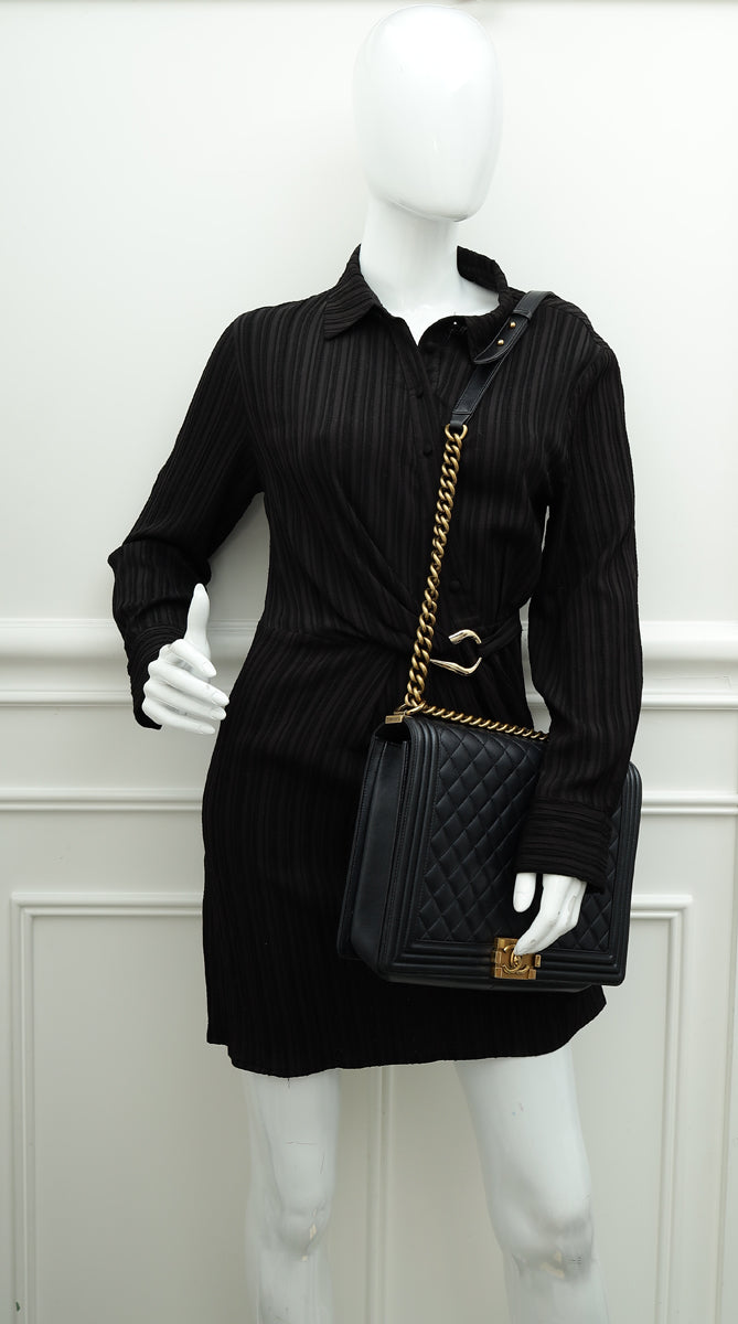 Chanel Black Le Boy Quilted Large Bag