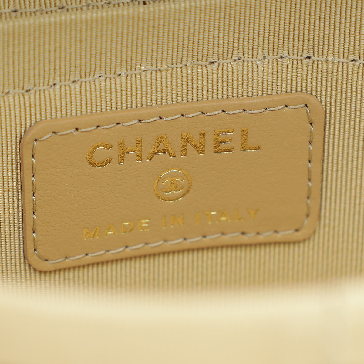 Chanel Bronze CC Round Mini Quilted Vanity Case with Chain