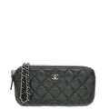 Chanel Black CC Classic Double Zip Clutch With Chain Crossbody Bag