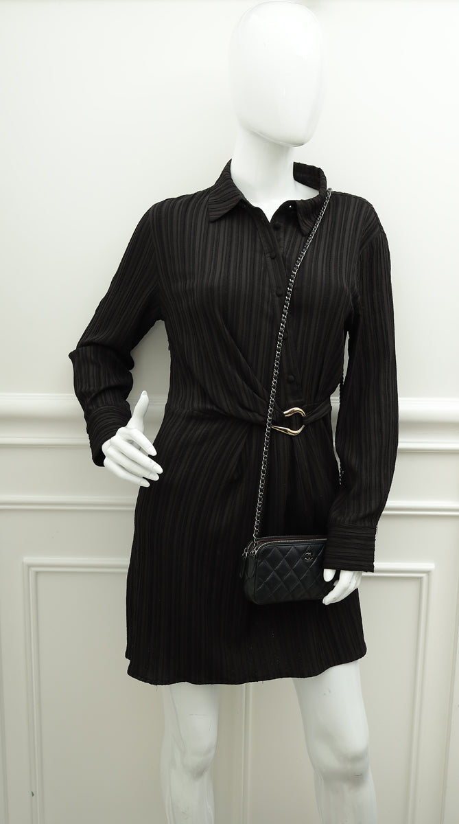 Chanel Black CC Classic Double Zip Clutch With Chain Crossbody Bag