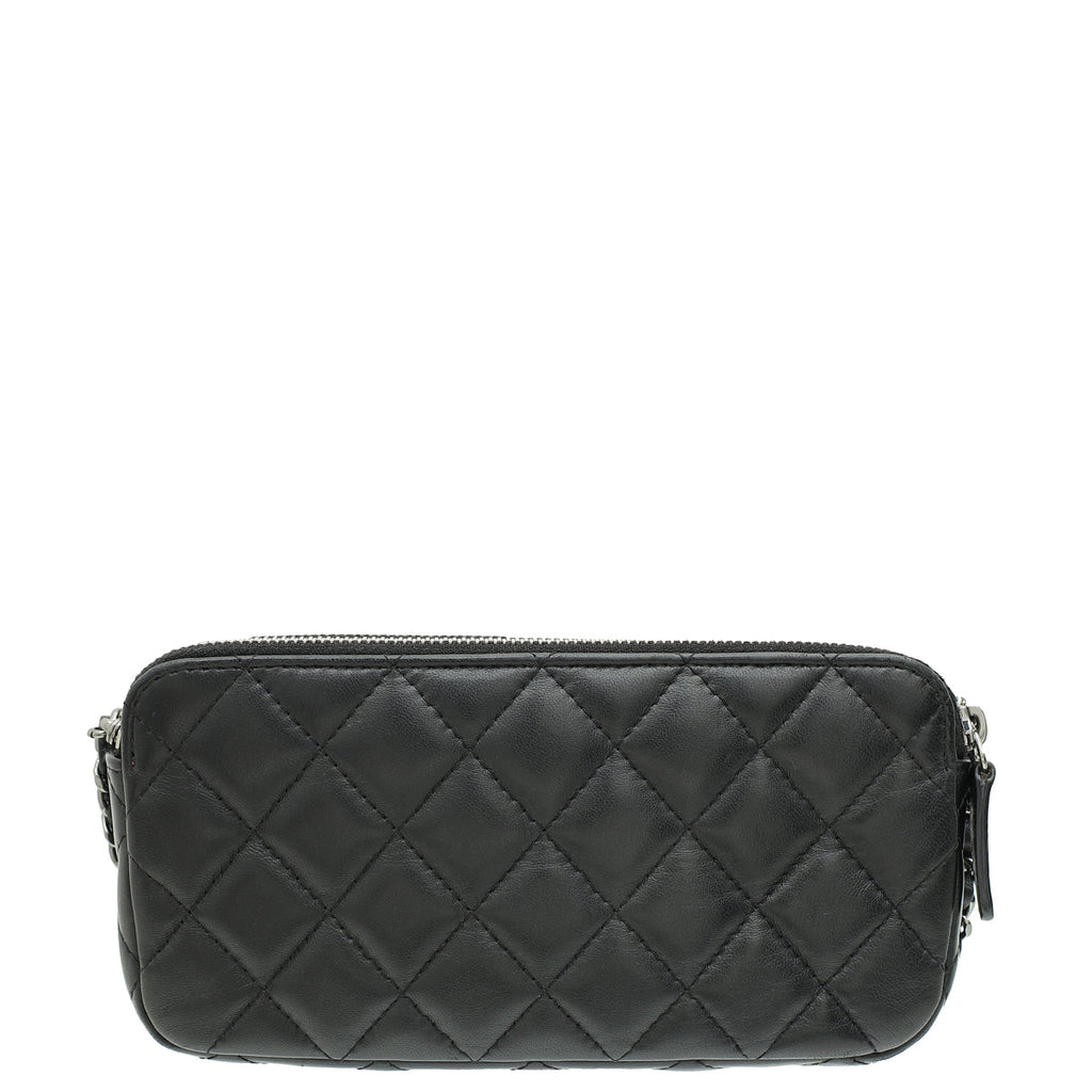 Chanel Black CC Classic Double Zip Clutch With Chain Crossbody Bag