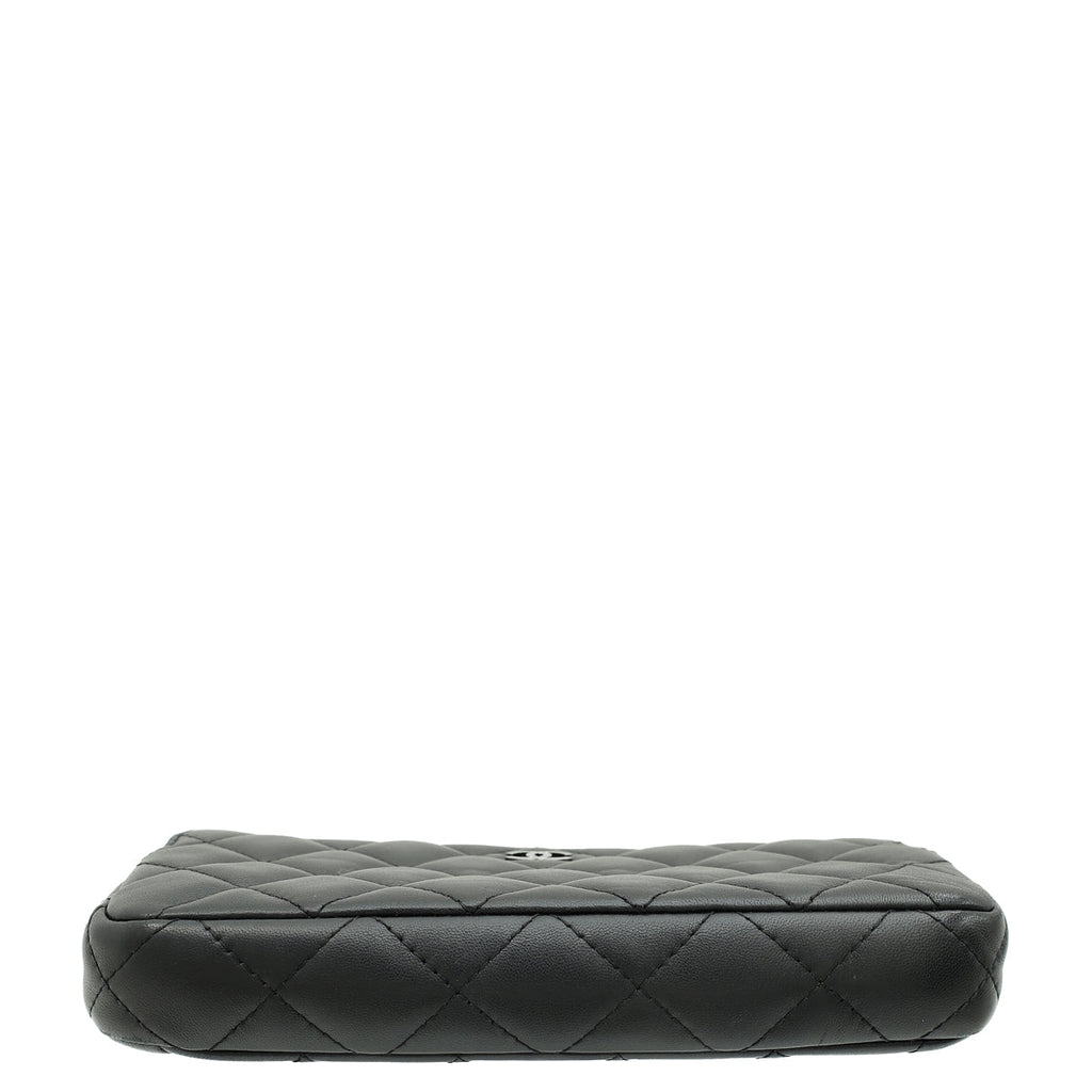 Chanel Black CC Classic Double Zip Clutch With Chain Crossbody Bag
