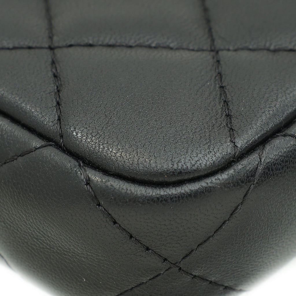 Chanel Black CC Classic Double Zip Clutch With Chain Crossbody Bag