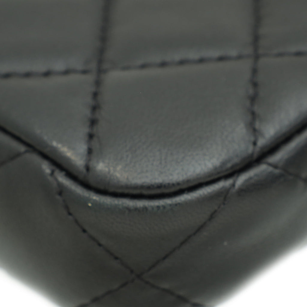 Chanel Black CC Classic Double Zip Clutch With Chain Crossbody Bag